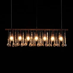Italy Vintage Luxe Draped Amber Crystal Linear Chandelier