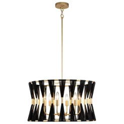 Ivory Woven Brass Open Drum Pendant Light