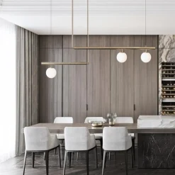 Kitchen Island Glass Globe Linear Chandelier