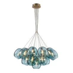 Lake House Cluster Blue Glass Globe Bubble Chandelier