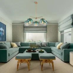 Lake House Green Glass Globe 5-Light Round Sputnik Chandelier