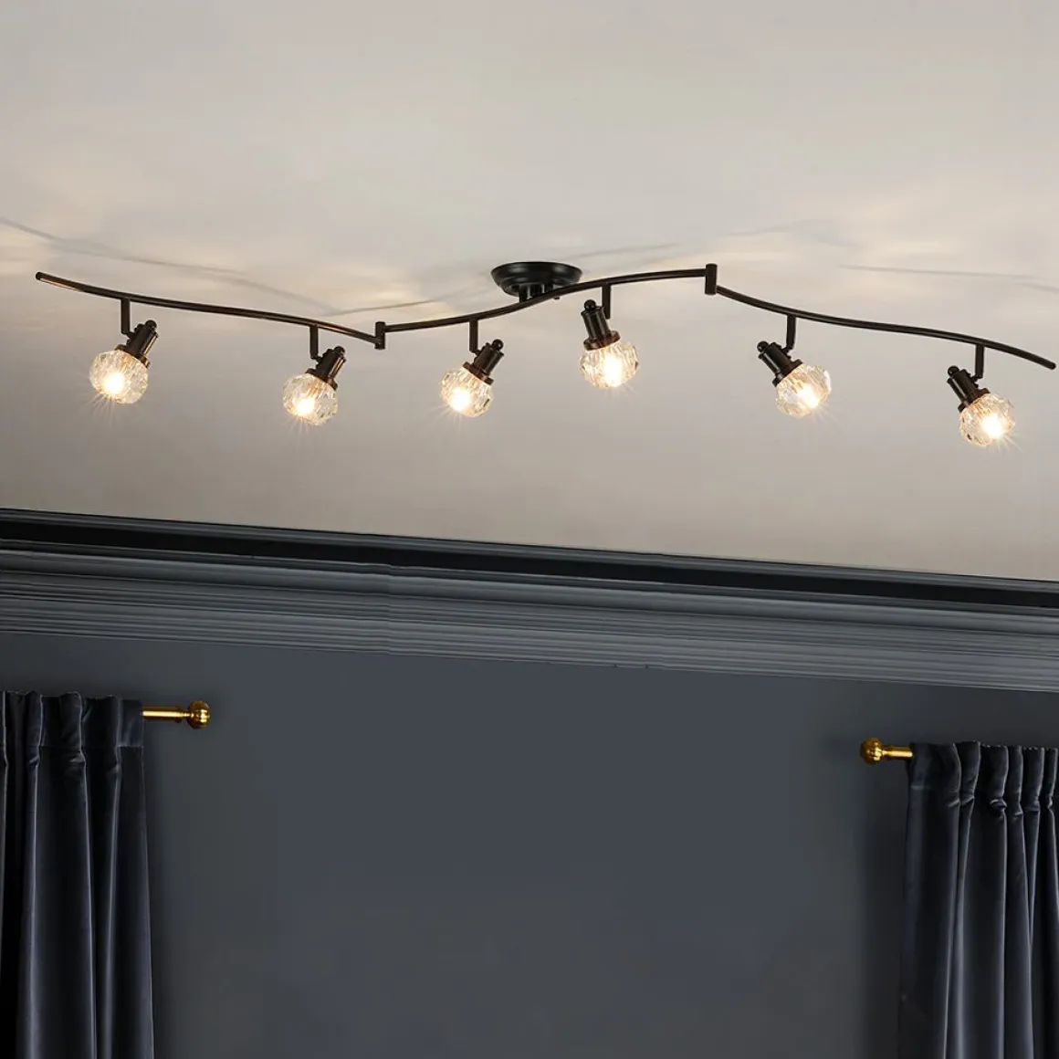 6-Light Adjustable Crystal Spotlight Island Linear Track Light