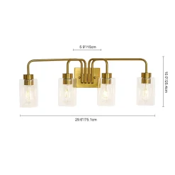 4-Light Adjustable Glass Cylinder Vanity Wall Lamp