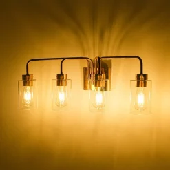 4-Light Adjustable Glass Cylinder Vanity Wall Lamp