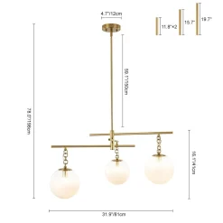 3-light Adjustable Gradual White Glass Globe Sputnik Chandelier