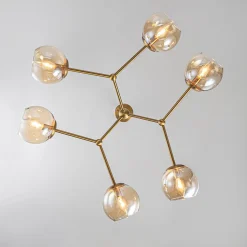 6-Light Amber Glass Globe Branch Sputnik Chandelier