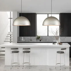 1-Light Antique Oversized Hammered Dome Pendant Light
