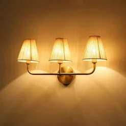 3-Light Beige Woven Thread Conical Vanity Wall Sconce
