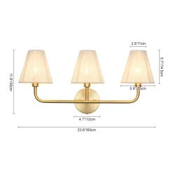 3-Light Beige Woven Thread Conical Vanity Wall Sconce