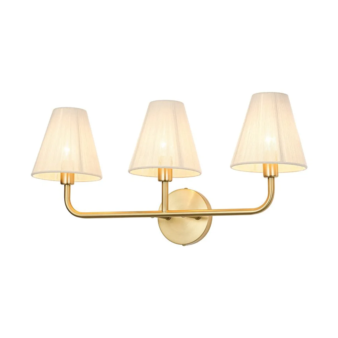 3-Light Beige Woven Thread Conical Vanity Wall Sconce