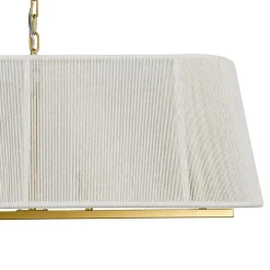 5-Light Beige Woven Thread Linear Cage Island Chandelier
