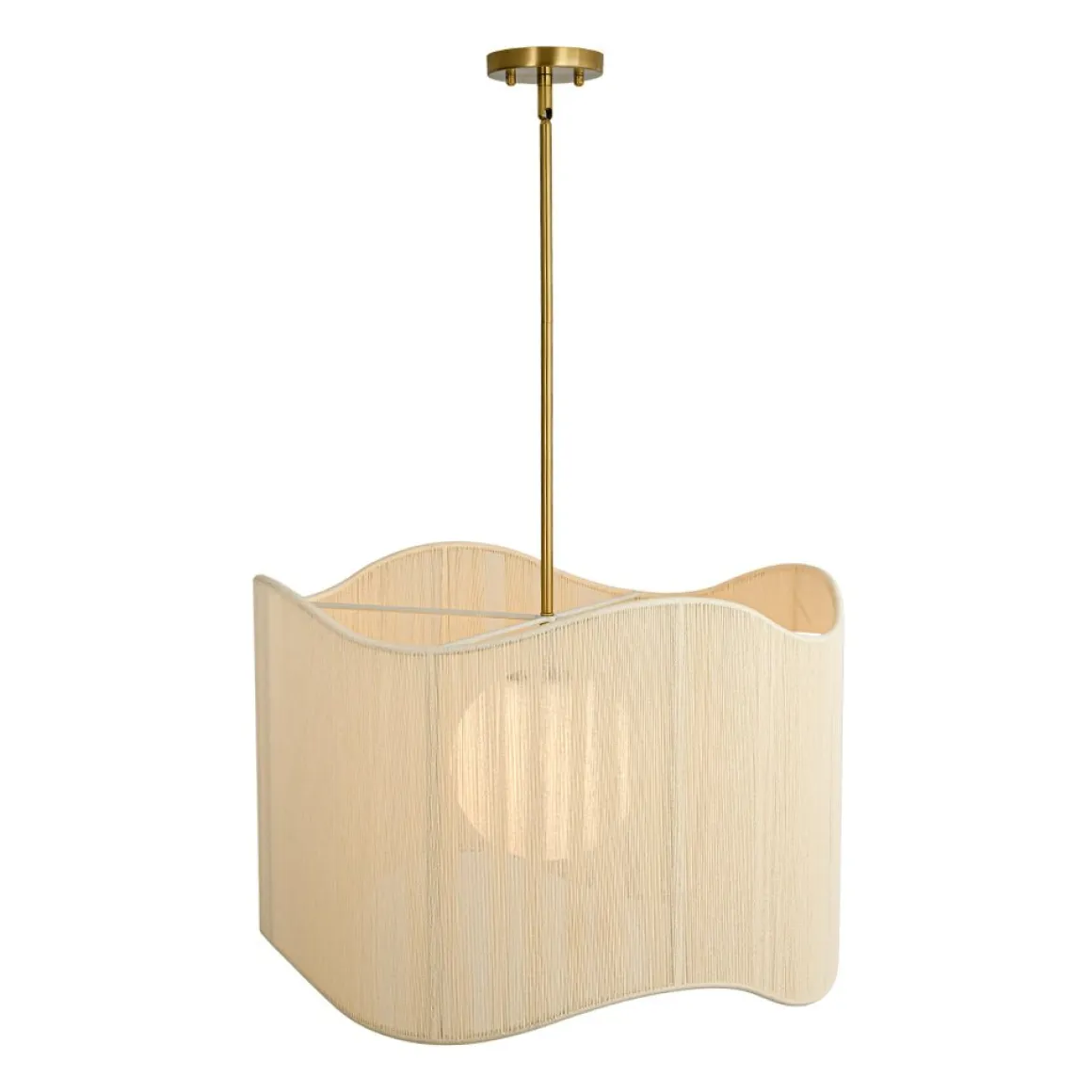 1-Light Beige Woven Thread Wavy Drum Cage Chandelier