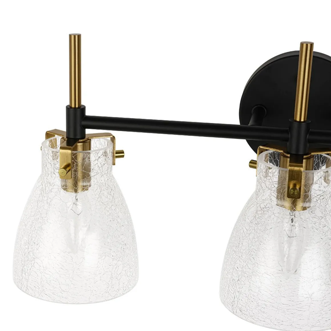 3-Light Black Brass Bell Glass Shade Vanity Wall Lamp