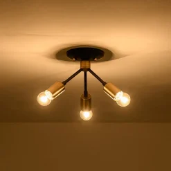 3-Light Black Brass Sputnik Semi Flush Mount
