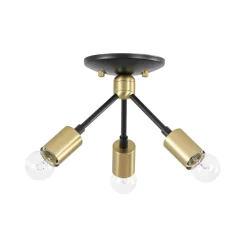 3-Light Black Brass Sputnik Semi Flush Mount