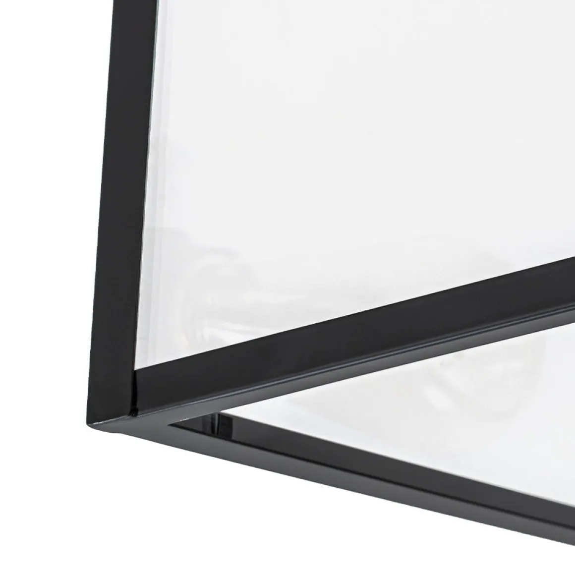 3-Light Black Square Box Clear Glass Cage Ceiling Light