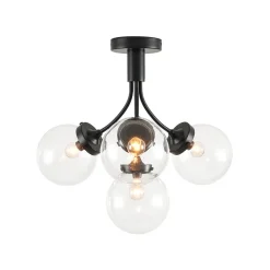 4-Light Bloom Clear Glass Globe Semi Flush Mount