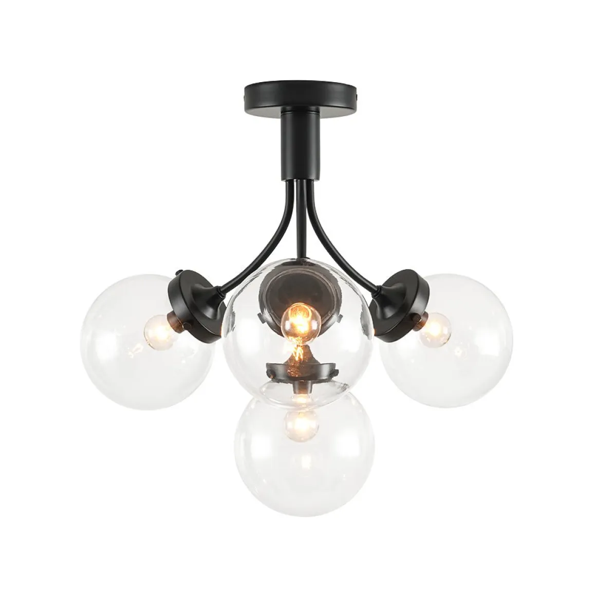 4-Light Bloom Clear Glass Globe Semi Flush Mount