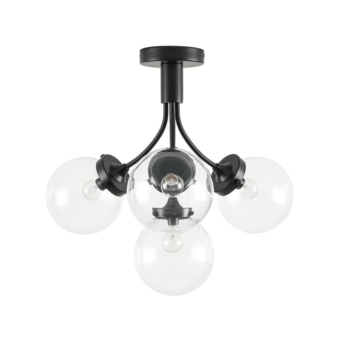 4-Light Bloom Clear Glass Globe Semi Flush Mount
