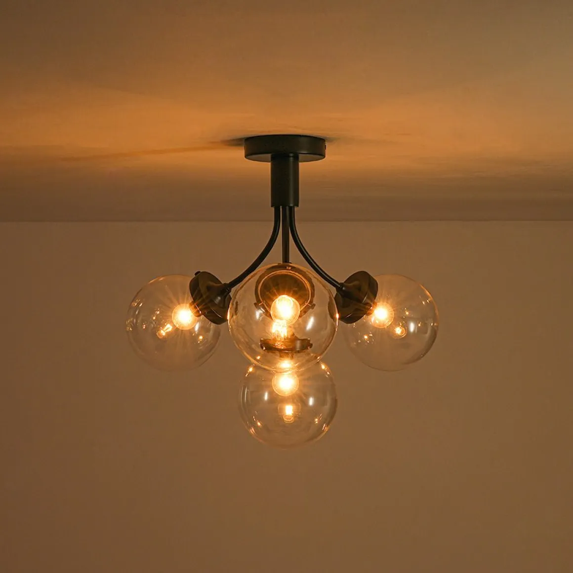 4-Light Bloom Clear Glass Globe Semi Flush Mount