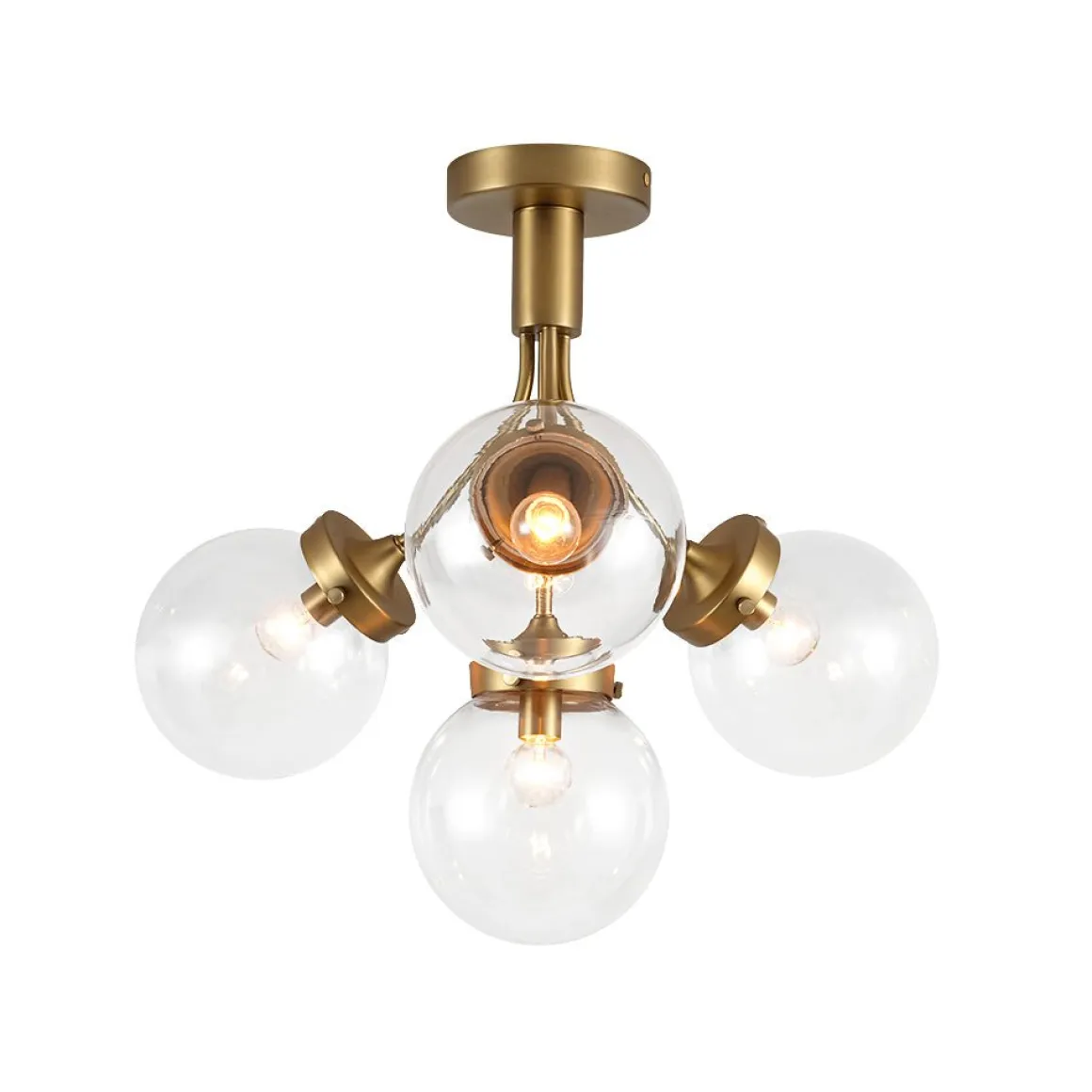 4-Light Bloom Clear Glass Globe Semi Flush Mount
