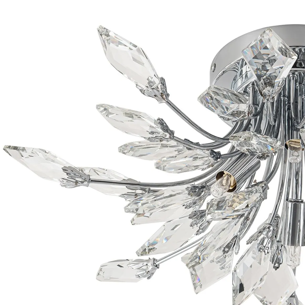 4-Light Bloom Crystal Leaf Semi Flush Mount Light