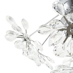 4-Light Bloom Dandelion Crystal Sputnik Semi Flush Mount