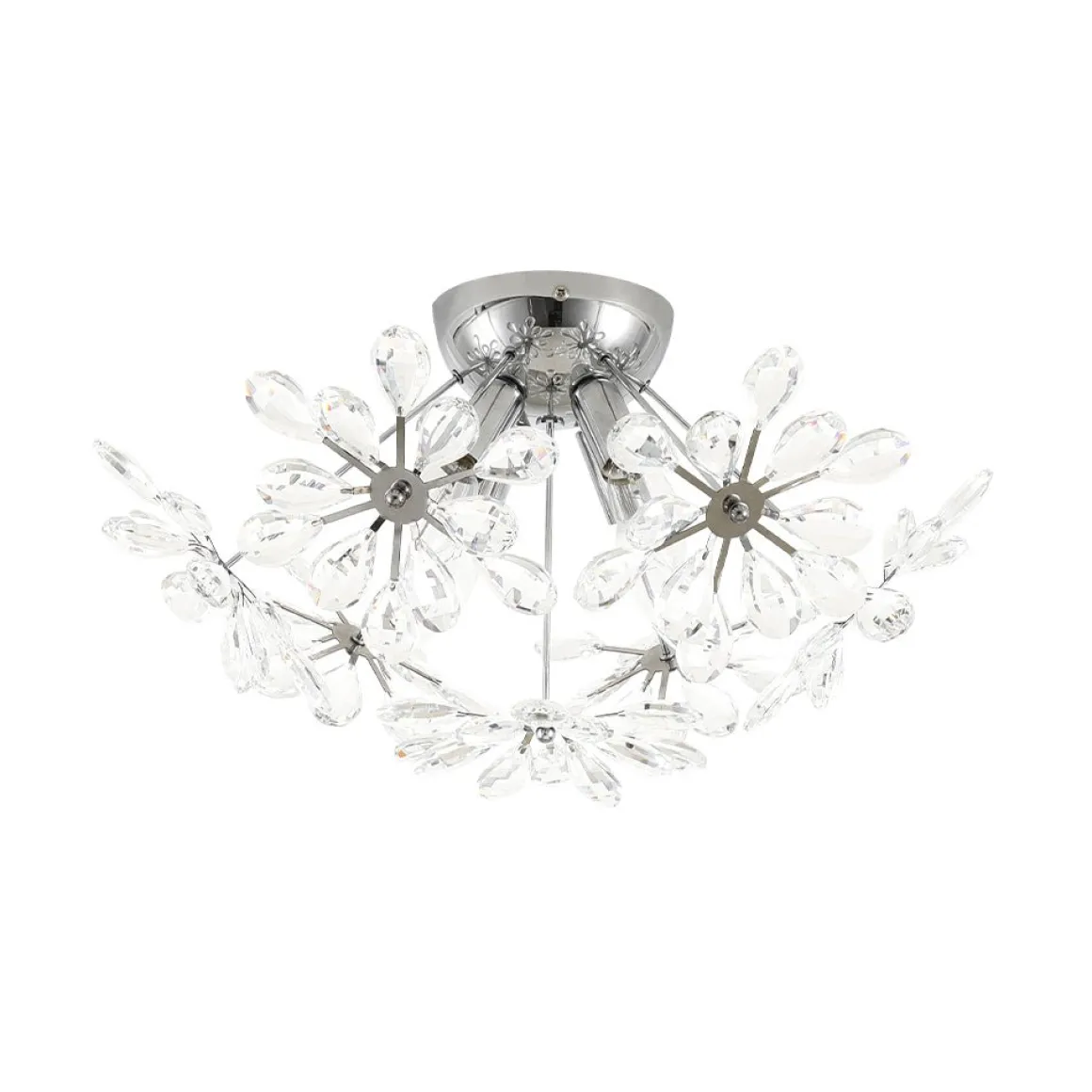 4-Light Bloom Dandelion Crystal Sputnik Semi Flush Mount