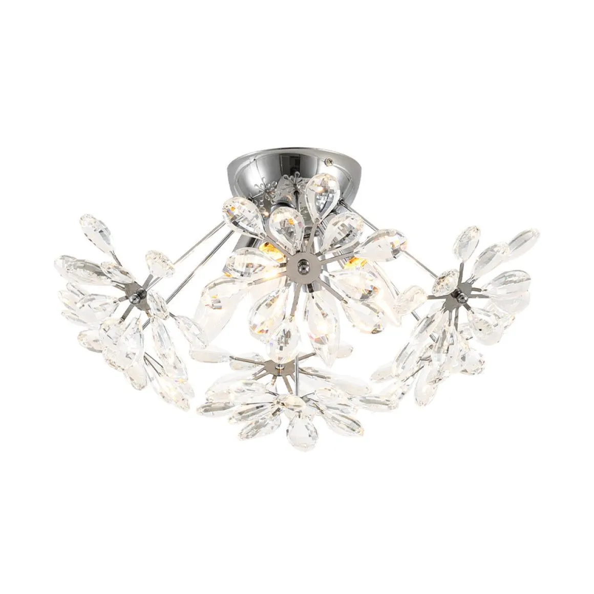 4-Light Bloom Dandelion Crystal Sputnik Semi Flush Mount