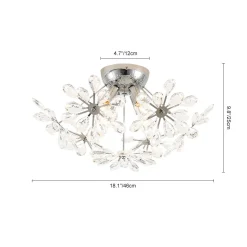 4-Light Bloom Dandelion Crystal Sputnik Semi Flush Mount
