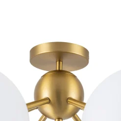 6-Light Bloom Opal Glass Globe Round Sputnik Semi Flush Mount