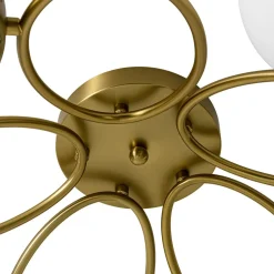 5-Light Bloom Ring Opal Glass Globe Semi Flush Mount