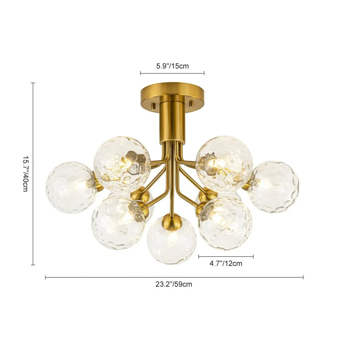 9-Light Bloom Water Glass Globe Tiered Sputnik Ceiling Light