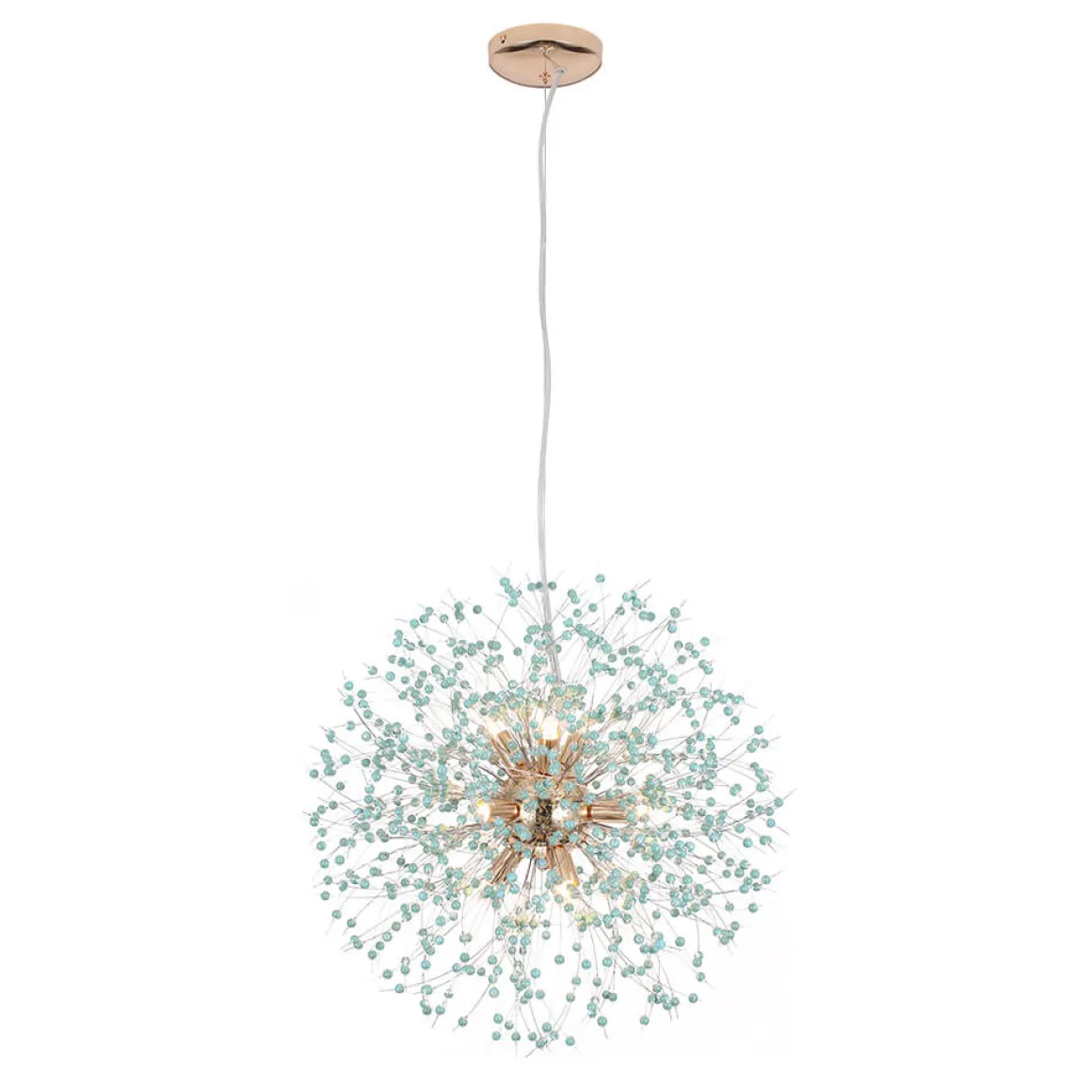 9-Light Blue Dandelion Firework Chandelier