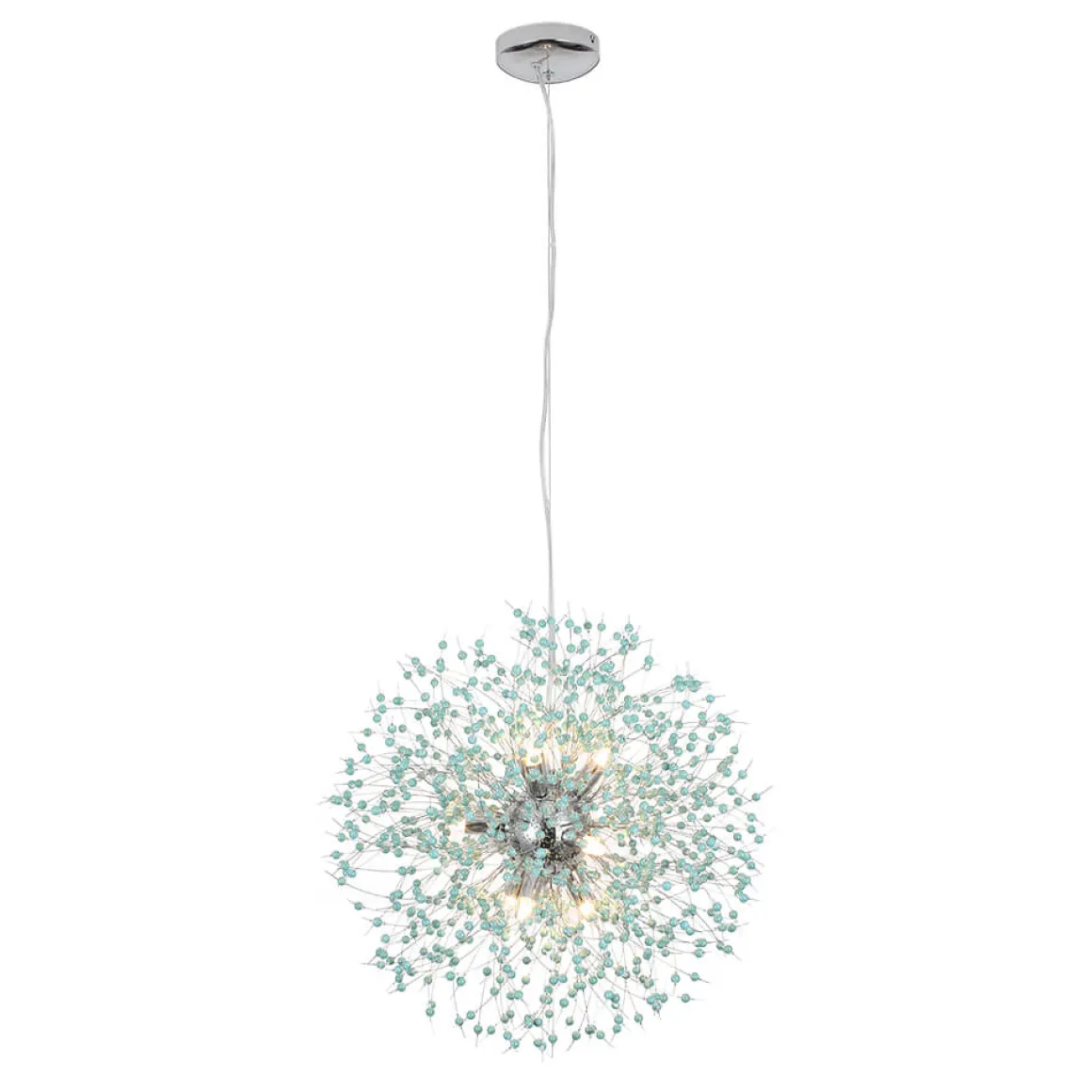 9-Light Blue Dandelion Firework Chandelier