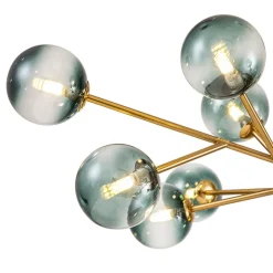 15-Light Branch Blue Glass Globe Bubble Chandelier