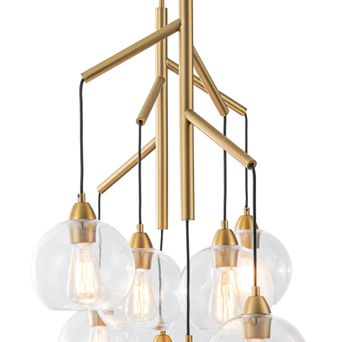 8-Light Branch Draped Glass Bubble Island Double Chandelier