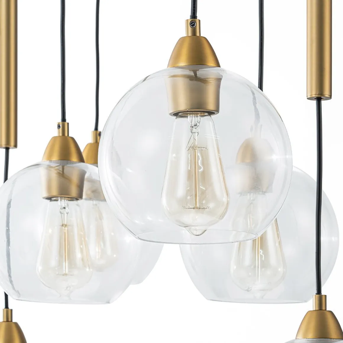 8-Light Branch Draped Glass Bubble Island Double Chandelier
