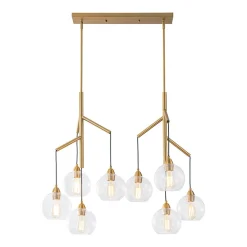 8-Light Branch Draped Glass Bubble Island Double Chandelier