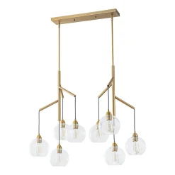 8-Light Branch Draped Glass Bubble Island Double Chandelier