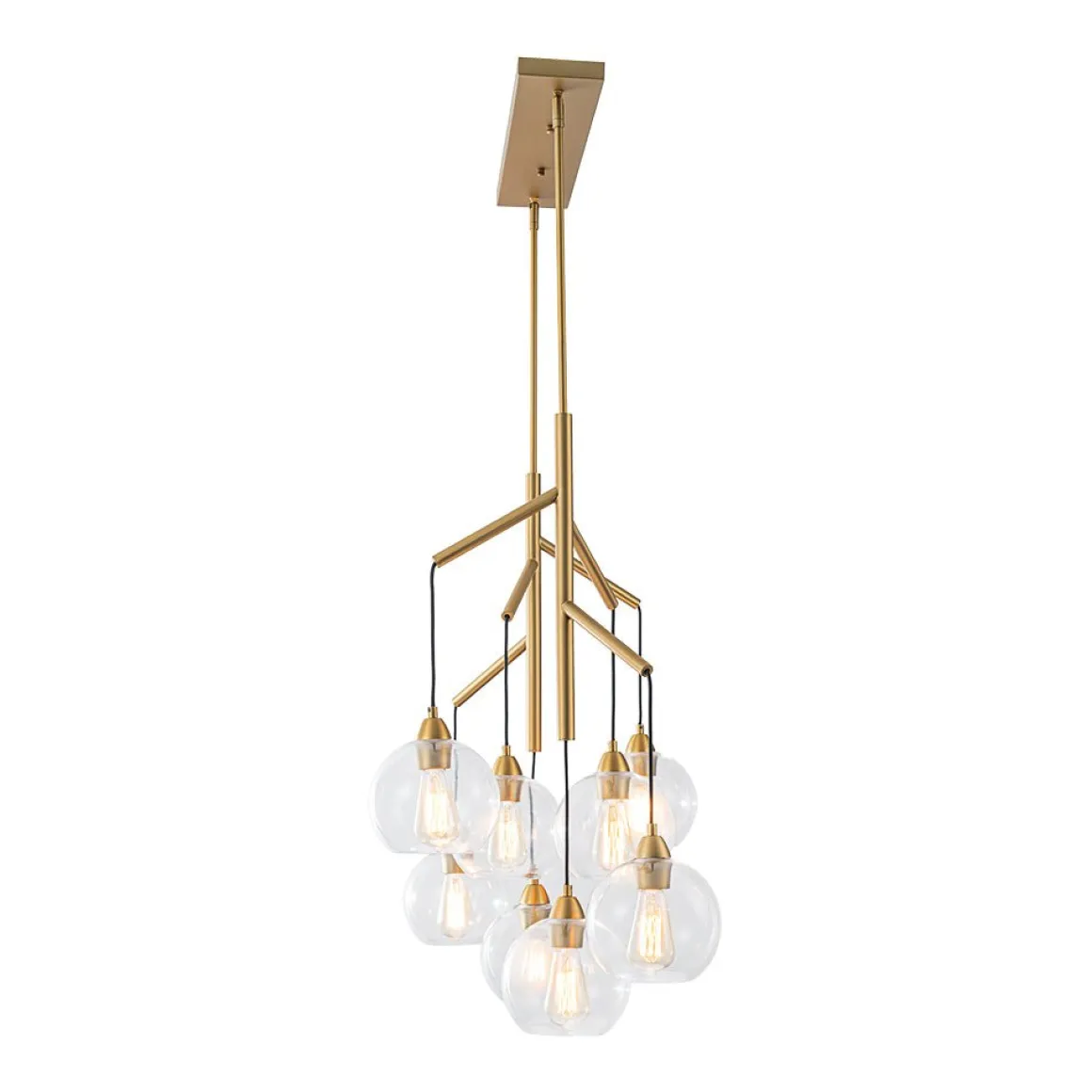 8-Light Branch Draped Glass Bubble Island Double Chandelier
