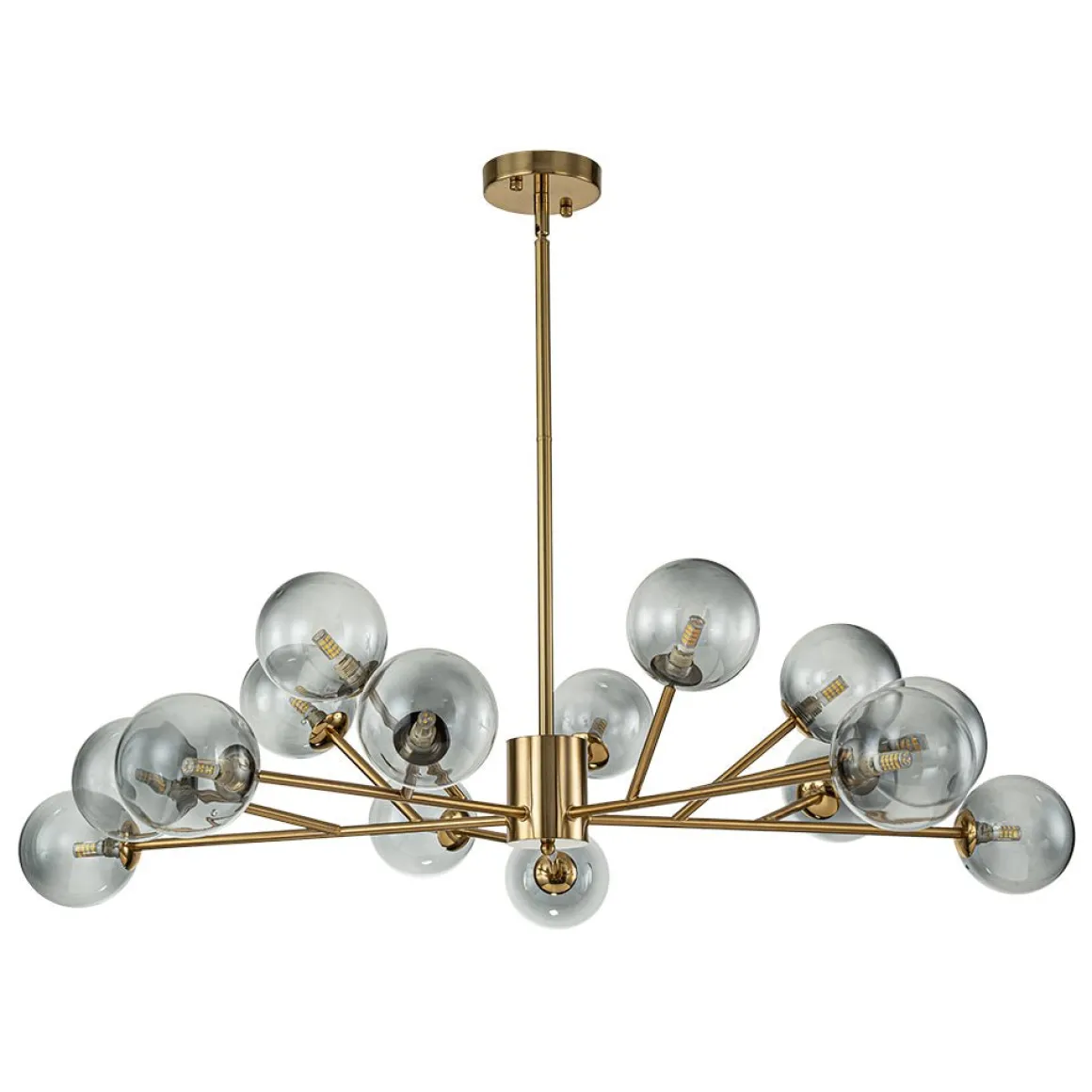 15-Light Branch Smoked Glass Globe Bubble Chandelier