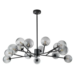 15-Light Branch Smoked Glass Globe Bubble Chandelier