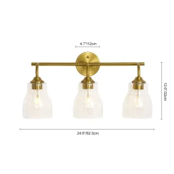 3-Light Brass Clear Glass Bell Vanity Wall Sconce