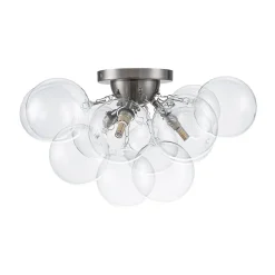 3-Light Brass Cluster Clear Glass Globe Bubble Ceiling Light