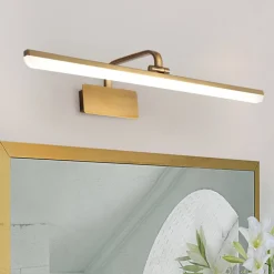 1-Light Brass Linear LED Vanity Light Picture Sconce