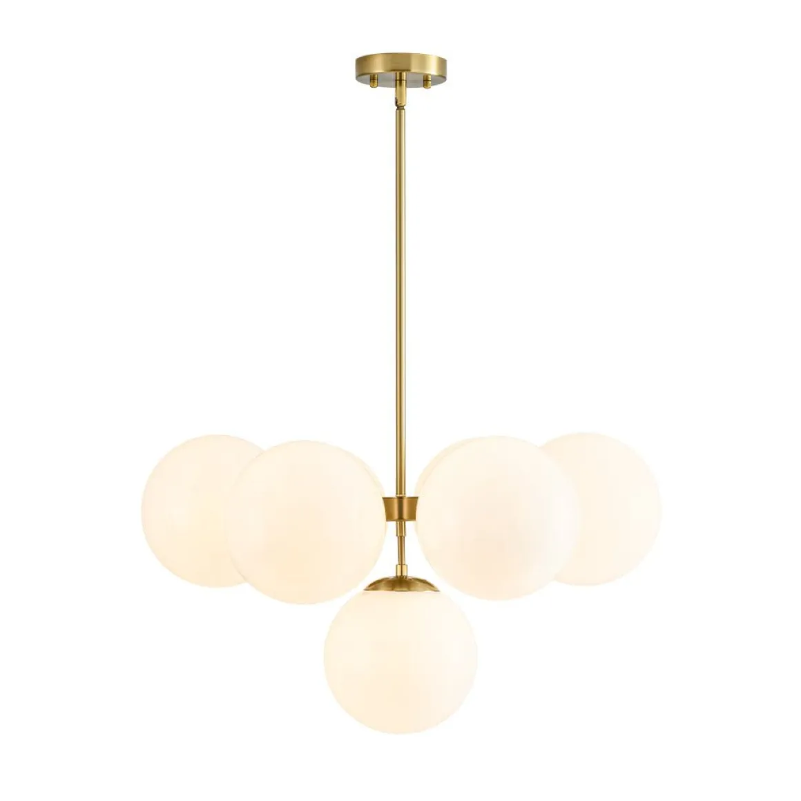 7-light Brass Sputnik Opal Glass Globe Bubble Chandelier