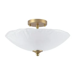 3-Light Brass Textured Glass Bowl Round Semi Flush Mount