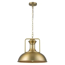 1-Light Brushed Brass Iron Dome Kitchen Pendant