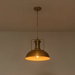 1-Light Brushed Brass Iron Dome Kitchen Pendant